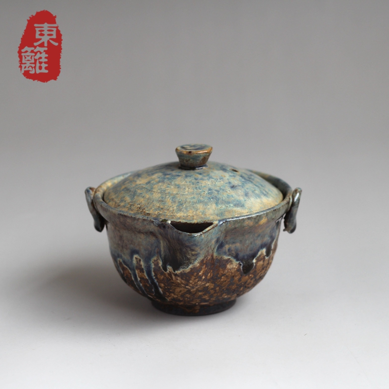 东篱茶具日式粗陶陶瓷宜兴紫砂手工茶具茶壶盖碗盖壶泡茶器 铜雀