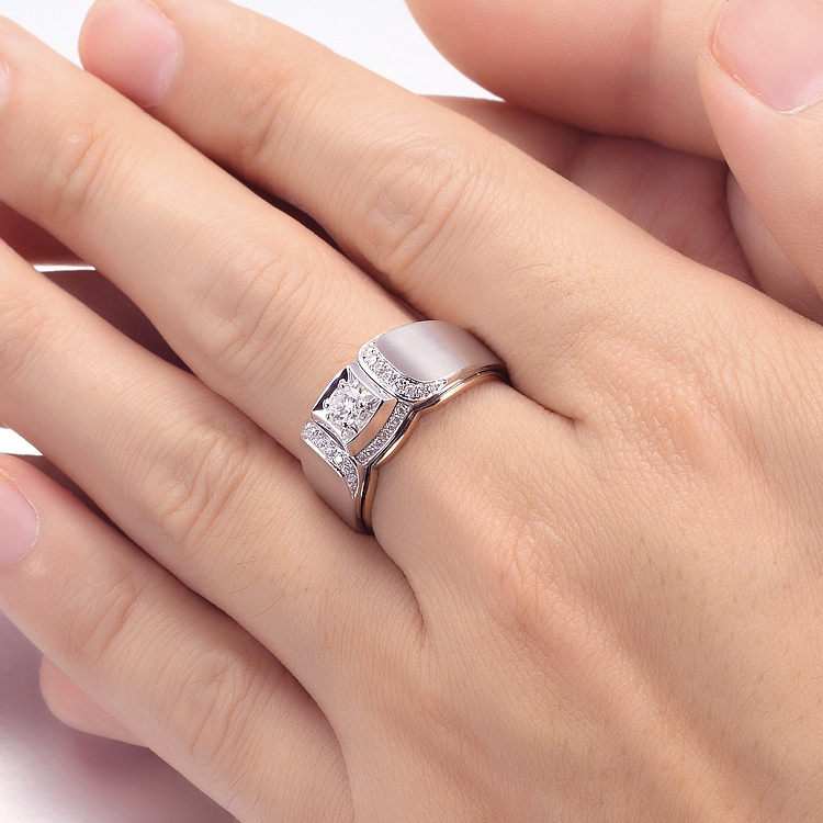 诗华珠宝 42分h色白18k金钻石戒指结婚戒指钻戒男戒伯爵