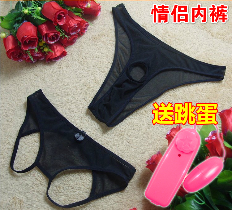 查看淘宝男露jj女露mm情侣内裤 性感透明丁字裤真人露毛开档实拍情趣