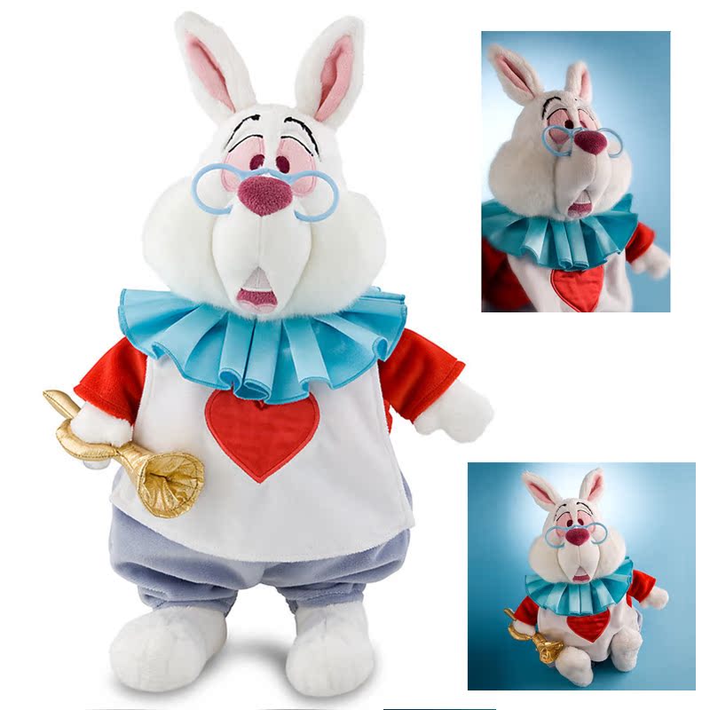 查看淘宝美国代购 迪士尼 爱丽丝梦游仙境 白色毛绒兔子 毛绒玩具中号