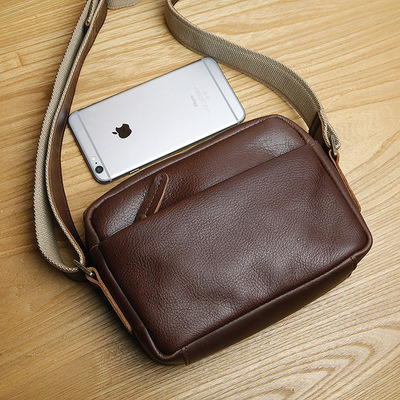 蓝皮具 男士真皮胸包 头层牛皮腰包 男式小包包