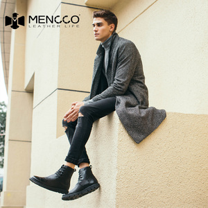 保暖加绒真皮男靴