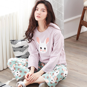 秋季长袖纯棉睡衣套装