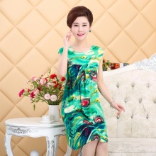 人造棉绸连衣裙家居服 中老年大码 纯棉绵绸睡衣女士夏季薄款 新款