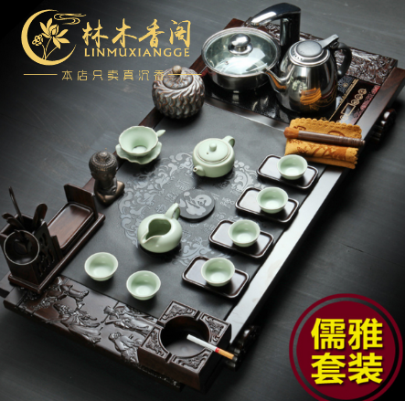 功夫茶具套装紫砂高质量实木材质茶盘电磁炉整套茶具茶道茶托特价