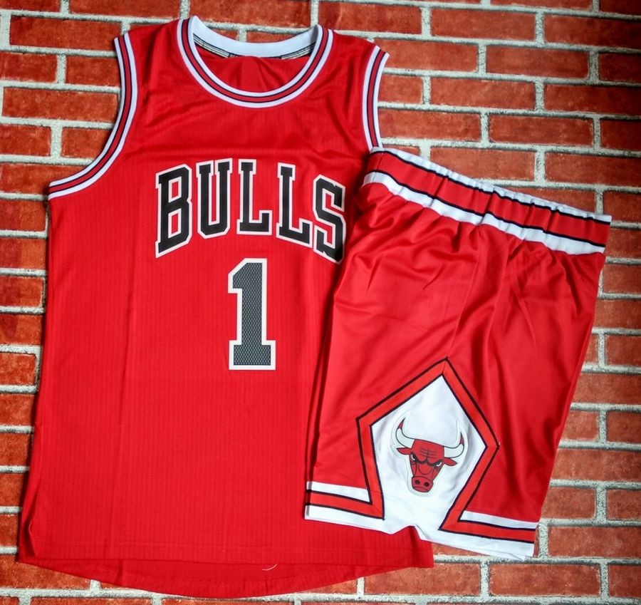 爆哥正品 公牛队1号罗斯球衣篮球服 套装 au版面料 红色
