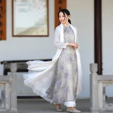 双层雪纺绣开衫 披肩外套外搭春 佛笑缘之清歌引禅意茶人服中式女装