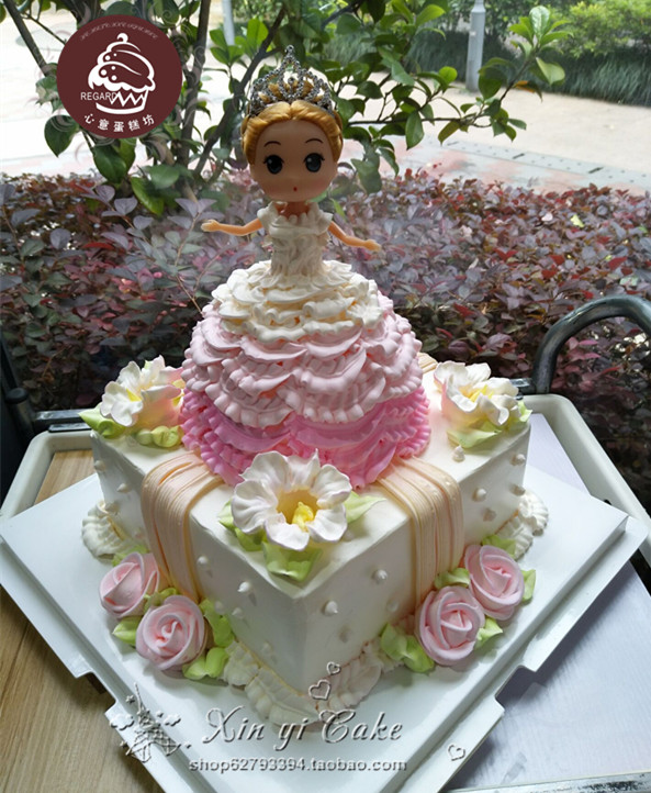上海宝宝芭比小迷糊公主蛋糕 小女孩周岁百天双满月生日蛋糕配送