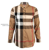 BURBERRY/博柏利 格纹棉质尖领长袖衬衫巴宝莉女士衬衣 归途现货
