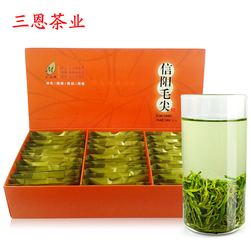 茶叶2016新茶 三恩绿茶 信阳毛尖雨前茶叶 厂价直销小泡袋装180g