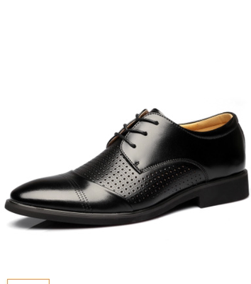 男士皮鞋男春夏季真皮尖头系带商务正装休闲皮