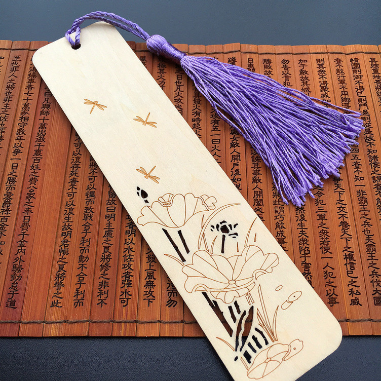 新款创意可爱书签定制 中国古风diy雕刻字木质礼品 来图logo制作