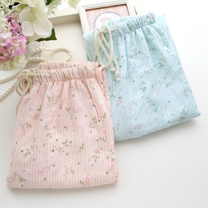 春夏薄款全棉家居长裤