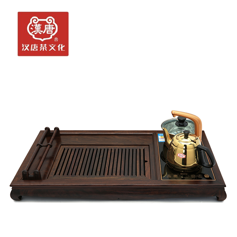 汉唐 电磁炉实木茶盘 大号排水式茶台 雅逸四合一功夫茶具套装