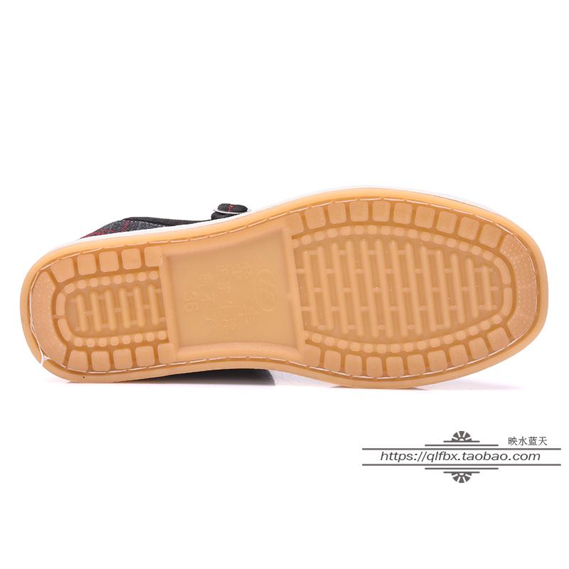 3双包邮方口搭袢护士鞋格子防滑手工布鞋复古