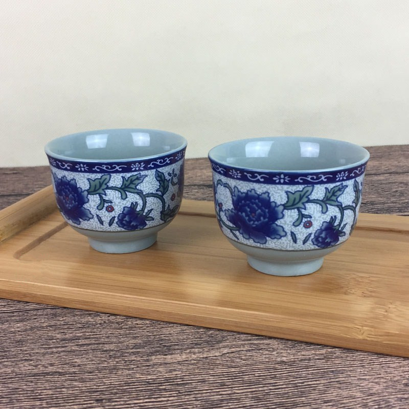 景德镇青花瓷小茶杯子茶盅一口杯家用功夫茶具喝水反口杯陶瓷茶碗