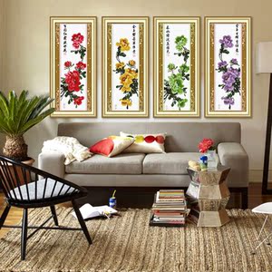 选一印花竖版花卉埃及长绒棉线K100十字绣正