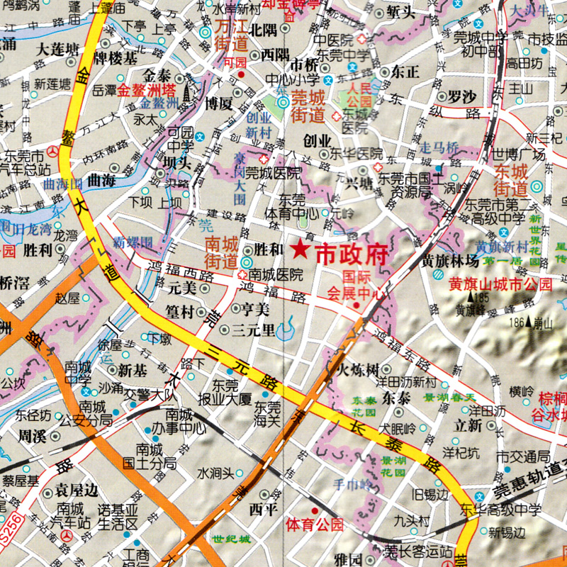 2017年新编 东莞市地图 行政区划 地理概况 楼盘分布