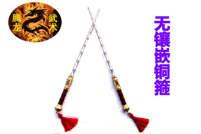 厂家包邮纯铜龙头不锈钢竹节鞭实战训练实心双鞭双锏打神鞭防身棍