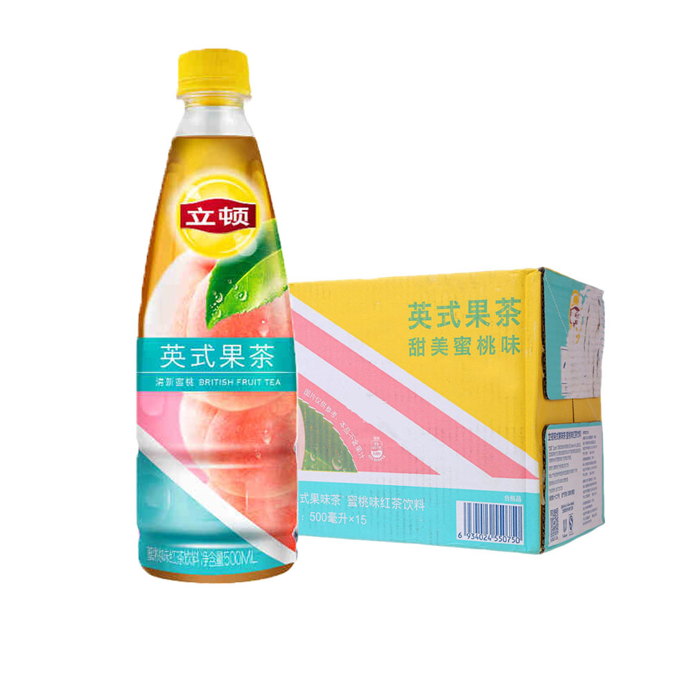 立顿英式果茶 甜美水蜜桃味果味红茶饮料500ml15瓶 上海任3箱包邮