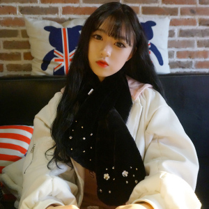 仿兔毛绒保暖交叉围脖