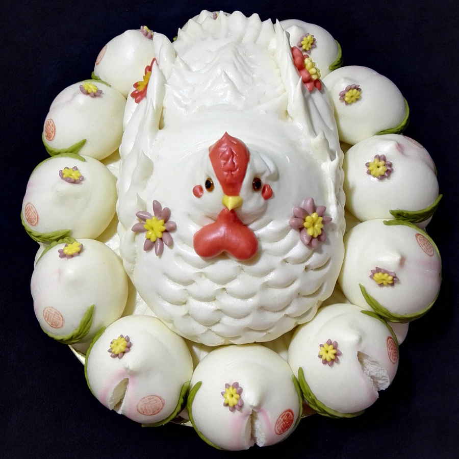 文化遗产胶东大花饽饽馍馍老人生日寿桃馒头礼物蛋糕点十二生肖鸡