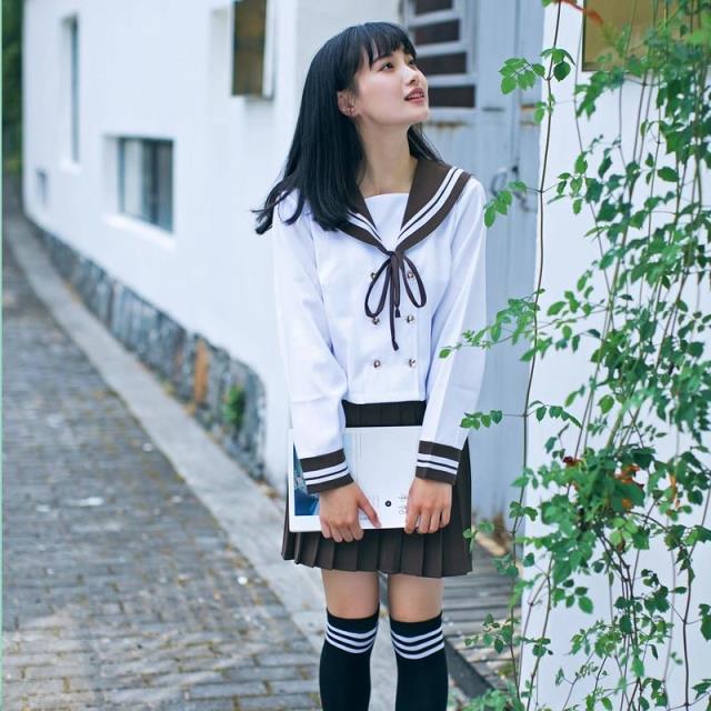 查看淘宝新款双排扣jk制服学院风日系水手服二本关西领高中女生校服