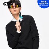 GXG男装秋季热卖 个性印花黑色套头毛衫 圆领针织线衫63120070