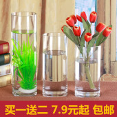 落地直筒水培富贵竹透明玻璃花瓶摆件客厅玻璃瓶鱼缸婚庆路引花瓶