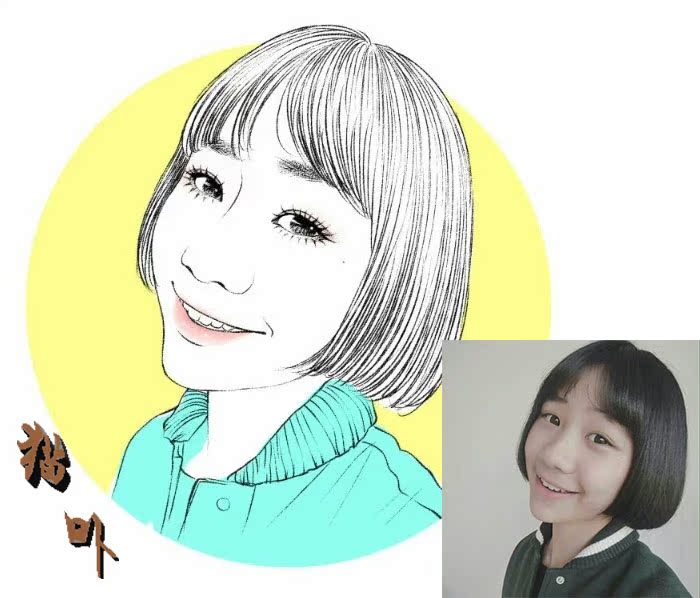 素描彩铅漫画定制肖像头像画自画像电脑彩绘图真人手绘插画定制