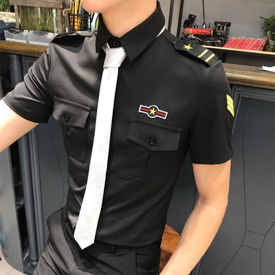 酒店ktv夜场经理少爷服装夏季酒吧短袖衬衫夜总会男保安工作制服