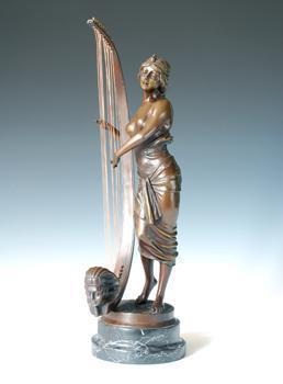 铜雕塑(弹竖琴的少女ep-228)西欧人物工艺礼品欧式摆件正品包邮