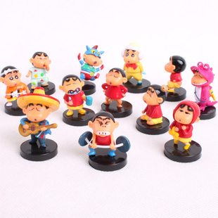 日本动漫 特价 蜡笔小新黑底公仔模型摆件 日本动漫 12款蜡笔小新一套