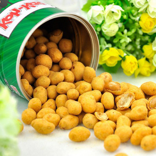 泰国原装进口休闲零食品 大哥鱼皮花生豆咖啡味铁罐装230g