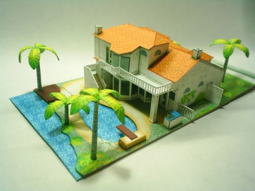 立体折纸手工制作模型剪纸 豪华别墅 房屋豪宅 场景建筑 3d纸模