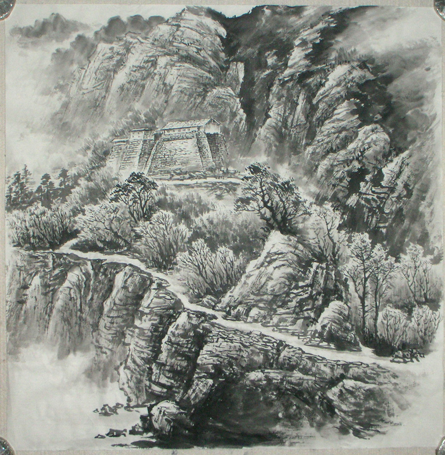 吴志刚传统字画水墨无款山水中国画题目待定山水画(51)斗方