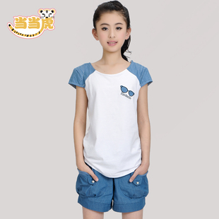 童装大女童2015夏装新款女孩初中生女大童青少年短袖夏季运动套装