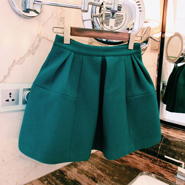 式裙子 柒柒家定制款 2015秋季韩版 高腰短裙绿
