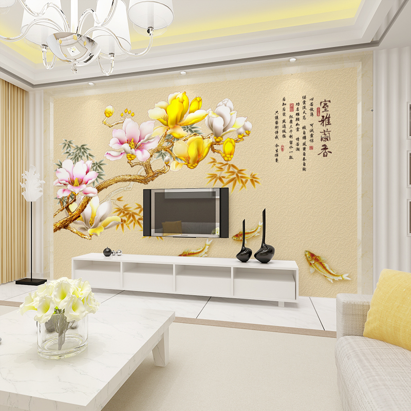 尚帝 中式兰花国画室雅兰香客厅卧室电视背景墙纸3D无缝壁画纸