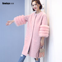 羊剪绒大衣女狐狸毛皮草外套2016新款韩版带
