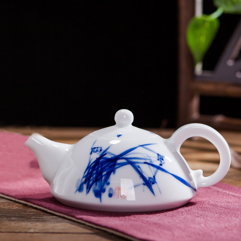 景德镇陶瓷器小号茶壶单壶泡茶器冲茶手绘青花瓷带盖手工功夫茶具
