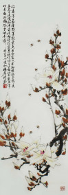 梅石题诗花鸟国画作品《琼玉生香》画家原创玉兰字画真迹收藏特价