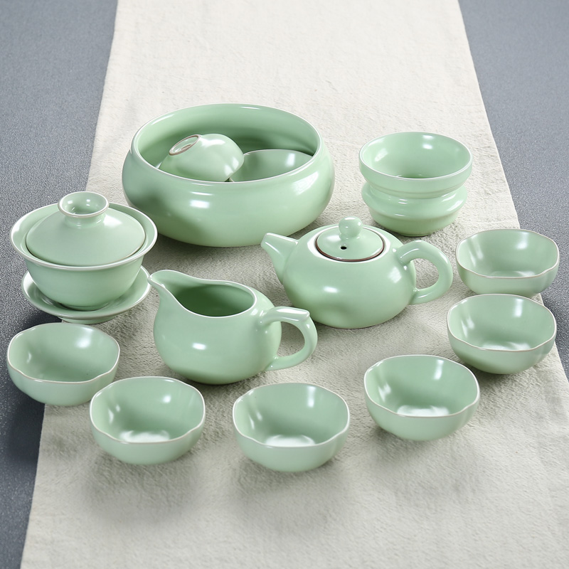 森典汝窑茶具套装 整套功夫茶具正品家用泡茶特价陶瓷茶壶茶杯
