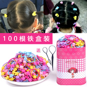 不伤发儿童橡皮筋韩国发绳女孩扎头发圈皮筋头绳头饰发饰品 铁盒装