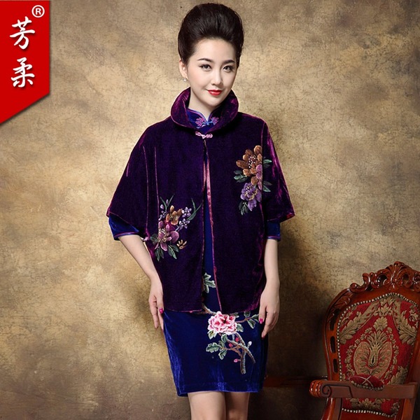 正品旗袍 芳柔2015冬季新品 高端丝绒 唐装 时