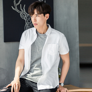 青年纯棉短袖衬衫