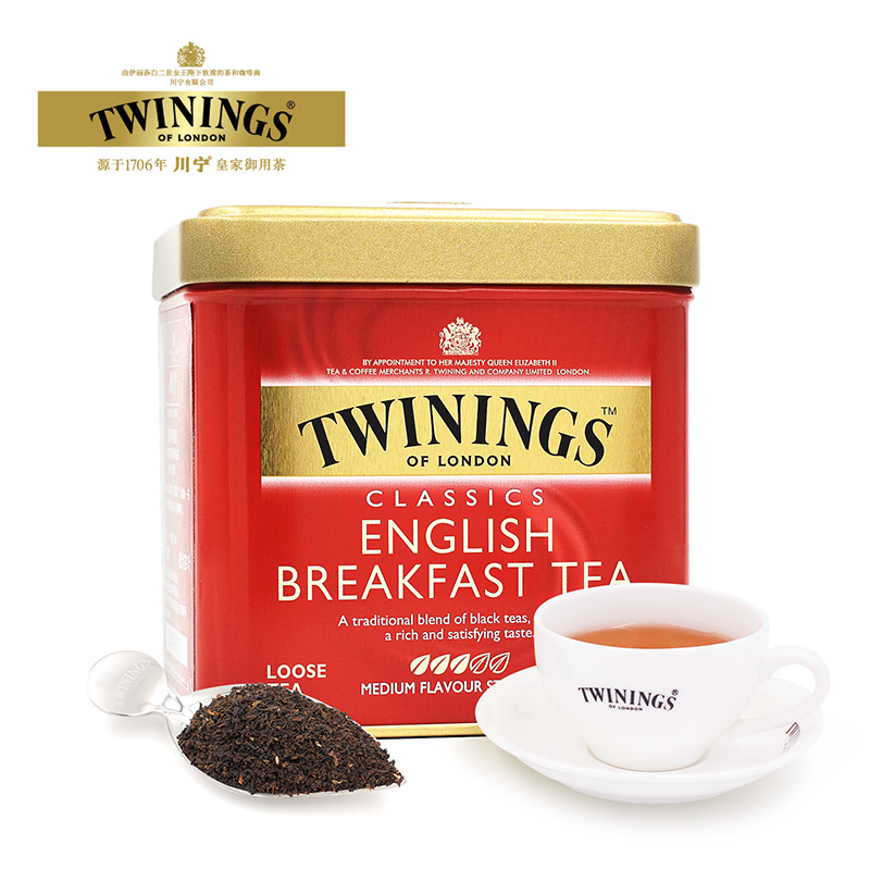 Twinings川宁 英式早餐红茶100克罐English Breakfast Tea 阿萨姆