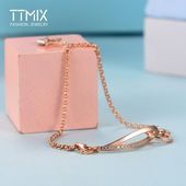 热销Ttmix简约925银环环相扣手链女时尚韩版配饰玫瑰金银手饰品礼