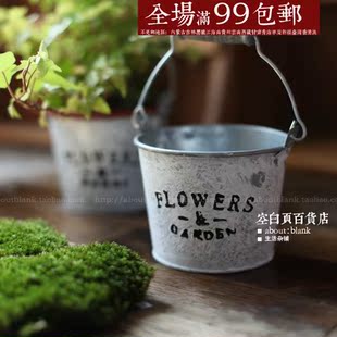 空白页百货店 多肉植物老桩花器复古做旧乡村风铁皮花盆 庭院绿植