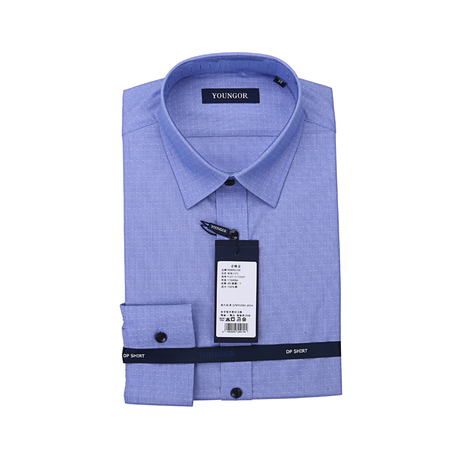 雅戈尔长袖衬衫男装纯色修身商务正装DP免烫蓝色紫色青年商品大图